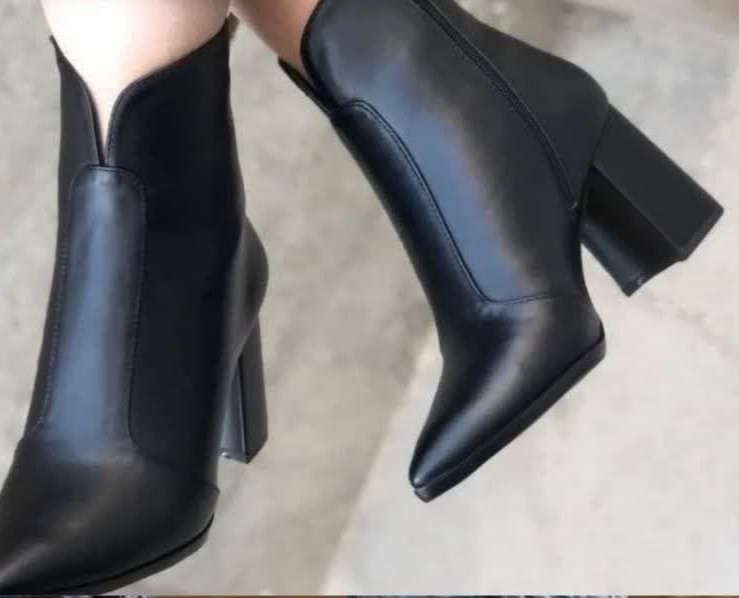 نیم بوت زنانه پاشنه ۵ سانت چرم مصنوعی